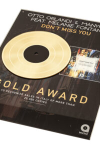 Realizzazione Premio Disco Progettiamo e realizziamo premi e riconoscimenti, Disco Oro e disco Platino per artisti, cantanti e case discografiche